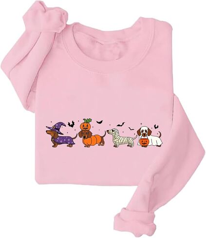 Dachshund Halloween Sweatshirt For Women Cute Ghost Dogs Halloween Sweatshirts in Saudi Arabia