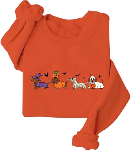 Dachshund Halloween Sweatshirt For Women Cute Ghost Dogs Halloween Sweatshirts in Saudi Arabia