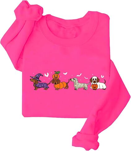 Dachshund Halloween Sweatshirt For Women Cute Ghost Dogs Halloween Sweatshirts in Saudi Arabia