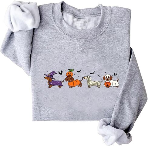 Dachshund Halloween Sweatshirt For Women Cute Ghost Dogs Halloween Sweatshirts in Saudi Arabia