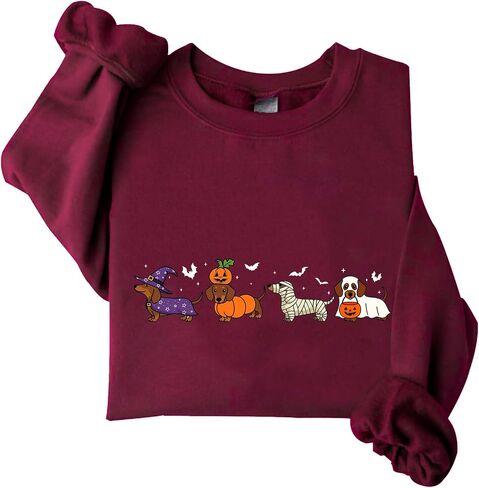 Dachshund Halloween Sweatshirt For Women Cute Ghost Dogs Halloween Sweatshirts in Saudi Arabia