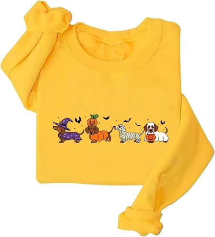 Dachshund Halloween Sweatshirt For Women Cute Ghost Dogs Halloween Sweatshirts in Saudi Arabia