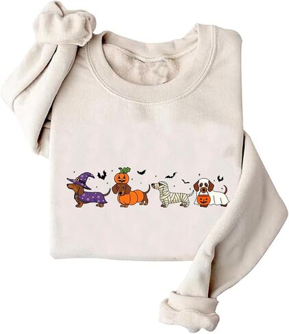 Dachshund Halloween Sweatshirt For Women Cute Ghost Dogs Halloween Sweatshirts in Saudi Arabia