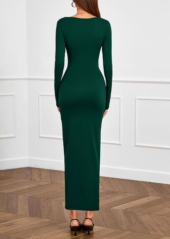 PRETTYGARDEN Women's Fall Wedding Guest Cocktail Midi Dresses Elegant Long Sleeve Bodycon Ruched Dress 2025 Fashion Clothing in Saudi Arabia