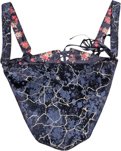 Women's Floral Brocade Corset Top – Off Shoulder Renaissance Bustier with Satin Ribbon Lace-Up, Vintage Victorian Steampunk in Saudi Arabia