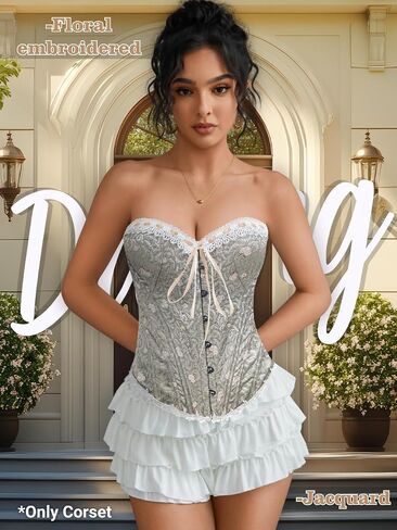 مشد فيكتوري الأزهار مع 16 عظام الصلب ، الأميرة Overbust Lace Up ، Bonedwear Bustier Top for Women in Saudi Arabia