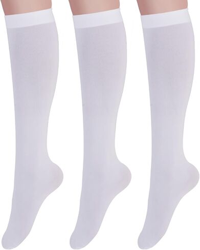 3Pairs Knee High Socks for Women Stretchy Thigh High Stocking Long white Knee High Sock for Casual Outdoor Cosplay in Saudi Arabia