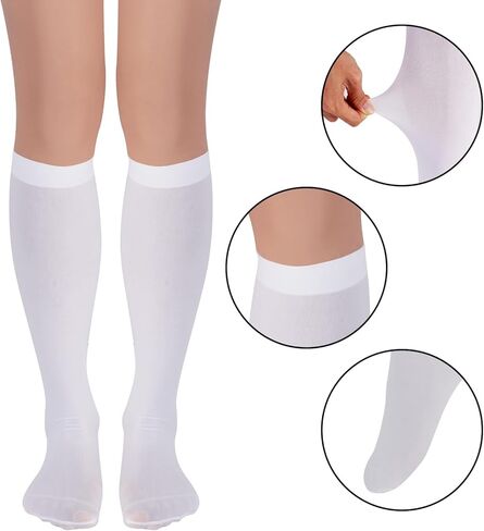 3Pairs Knee High Socks for Women Stretchy Thigh High Stocking Long white Knee High Sock for Casual Outdoor Cosplay in Saudi Arabia