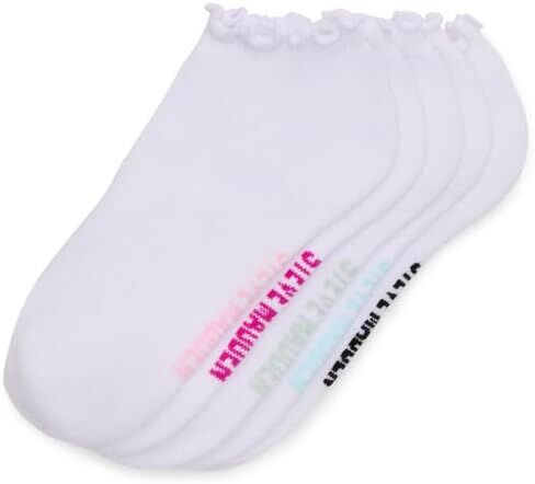 STEVE MADDEN WOMEN'S 5PK RUFFLE CUFF SOLID LOW CUT HALF CUSHION, WHITE, VALUE PACK OF 5, SOCK SIZE 9-11, FITS SHOE SIZE 5-10 in Saudi Arabia
