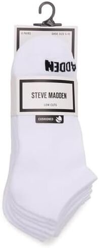 STEVE MADDEN WOMEN'S 5PK RUFFLE CUFF SOLID LOW CUT HALF CUSHION, WHITE, VALUE PACK OF 5, SOCK SIZE 9-11, FITS SHOE SIZE 5-10 in Saudi Arabia
