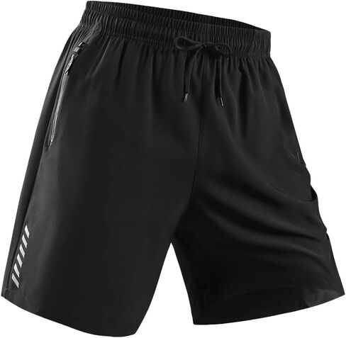 Men's Summer Athletic Shorts Elastic Waist Functional Zippered Pockets for Gym Outdoor in Saudi Arabia