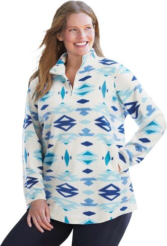 Woman Within Plus Size Microfleece Quarter-Zip Pullover in Saudi Arabia