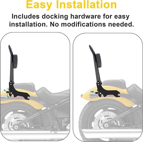 PSLER 25 بوصة الركاب الخلفي Sissy Bar Back Assembly ، إطار فولاذي مع حشو عالي الكثافة ، يناسب ناعم 2018-2025 FLDE ، FLHC ، FLHCS ، FLSL ، FXBB ، FXBBS ، FXST ، Black in Saudi Arabia