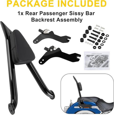 PSLER 25 بوصة الركاب الخلفي Sissy Bar Back Assembly ، إطار فولاذي مع حشو عالي الكثافة ، يناسب ناعم 2018-2025 FLDE ، FLHC ، FLHCS ، FLSL ، FXBB ، FXBBS ، FXST ، Black in Saudi Arabia