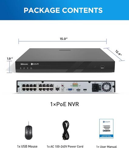 4K 8 Channel H.265 PoE Network Video Recorder, HD NVR Only Work with 4MP/5MP/6MP/8MP IP Cameras, Pre-Installed 2TB HDD & One SATA Ports Up to 8TB, Remote Access 24/7 Recording, LY-NVR8P2T in Saudi Arabia