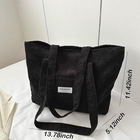 Corduroy Tote Bag for Women, Canvas Handbags Shoulder Bag with Pockets for Travel Work Shopping Gym Storage Backpack Wallet in Saudi Arabia