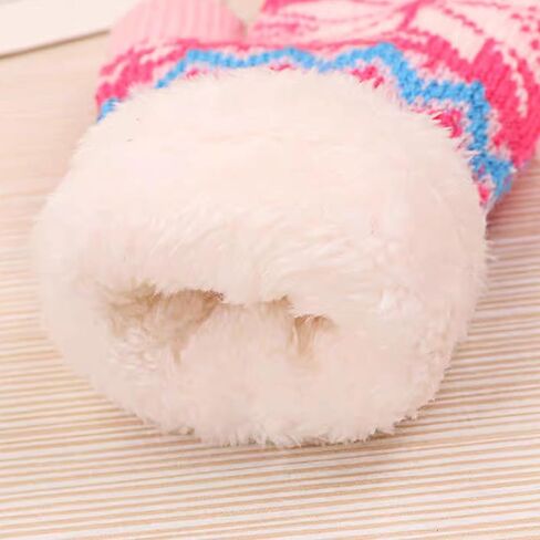 UTOWO Kids Winter Mittens Boys Stretch Knitted Mittens Girls Double Layer Thick Warm Outdoor Gloves for 4-7Y in Saudi Arabia