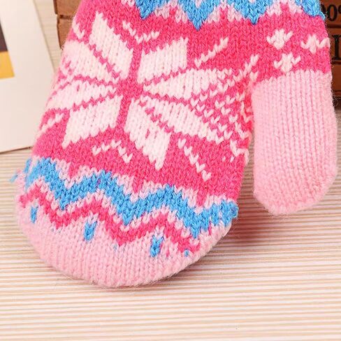 UTOWO Kids Winter Mittens Boys Stretch Knitted Mittens Girls Double Layer Thick Warm Outdoor Gloves for 4-7Y in Saudi Arabia