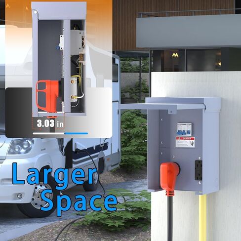 RV Temporary Power Outlet Panel with Breaker, ETL Listed 20 30 Amp RV Box, RV Electrical Panel,Prewired, Weatherproof,for RV, Camper, Travel Trailer and Construction Sites. in Saudi Arabia
