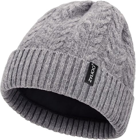 Zylioo XXL Oversize Cable Beanie Hat for Men Women,Large Knit with Fleece Lining,Winter Ski Hats for Cold Weather in Saudi Arabia