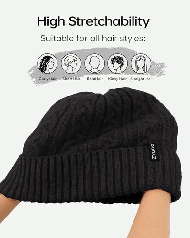 Zylioo XXL Oversize Cable Beanie Hat for Men Women,Large Knit with Fleece Lining,Winter Ski Hats for Cold Weather in Saudi Arabia