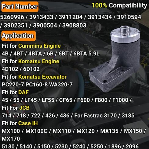5260996 3913433 Fan Blade Seat HUB Compatible for Cummins Engine 4B 4BT 4BTA 6B 6BT 6BTA 5.9L For Komatsu PC220-7 PC160-8 WA320-7 6D107E 6D102E # 6732-61-3122 6732-61-3120 3911204 3913434 in Kuwait