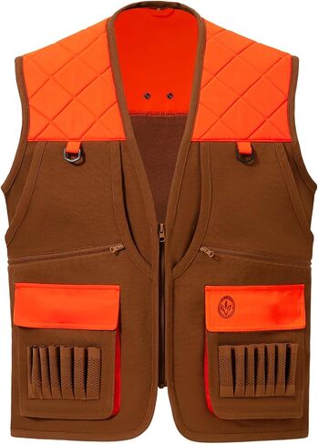 BASSDASH Multi Pockets Upland Field Bird Hunting Vest Blaze Orange Brown Water Resistant Rip Stop for Men Women in Saudi Arabia