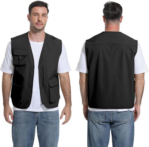 HYCOPROT Men’s Outdoor Fishing Vest, Lightweight Waterproof Sleeveless Utility Cargo Jacket for Hiking Hunting in Saudi Arabia