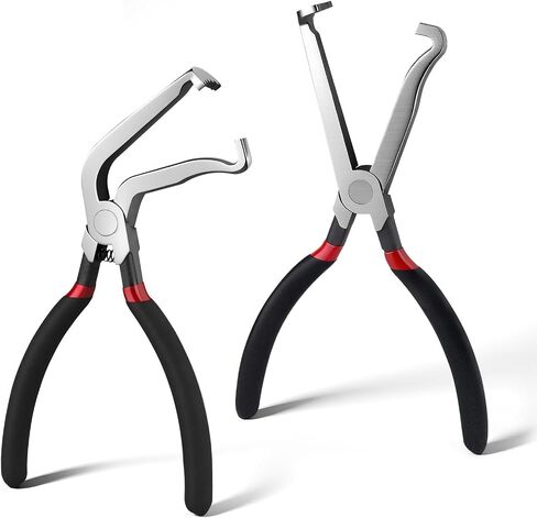 Electrical Disconnect Pliers 2Pcs, Rake Shaped Jaws Electrical Connector Pliers, Solid Metal Disconnect Tools with Anti-Slip Grip for Automotive Hose Fuel Line Removal(1 * 60°+ 1*Straight) in Saudi Arabia