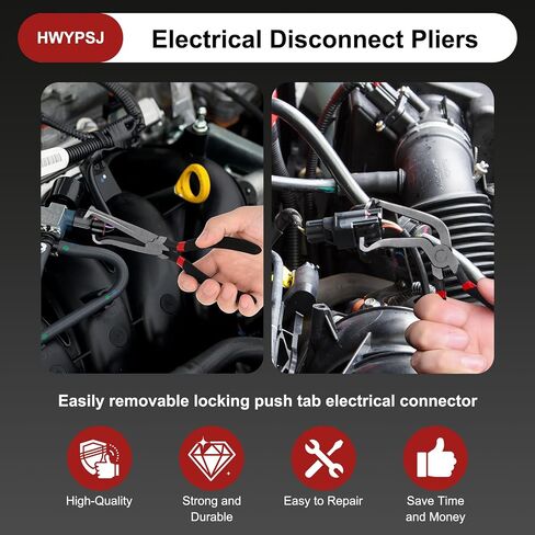 Electrical Disconnect Pliers 2Pcs, Rake Shaped Jaws Electrical Connector Pliers, Solid Metal Disconnect Tools with Anti-Slip Grip for Automotive Hose Fuel Line Removal(1 * 60°+ 1*Straight) in Saudi Arabia