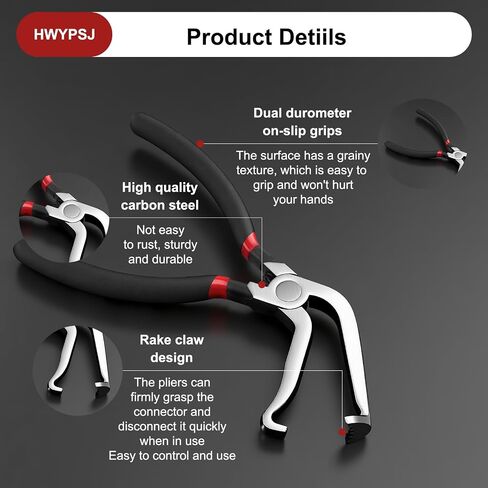 Electrical Disconnect Pliers 2Pcs, Rake Shaped Jaws Electrical Connector Pliers, Solid Metal Disconnect Tools with Anti-Slip Grip for Automotive Hose Fuel Line Removal(1 * 60°+ 1*Straight) in Saudi Arabia