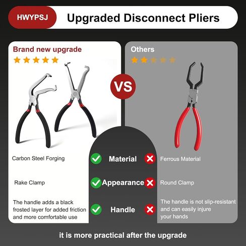 Electrical Disconnect Pliers 2Pcs, Rake Shaped Jaws Electrical Connector Pliers, Solid Metal Disconnect Tools with Anti-Slip Grip for Automotive Hose Fuel Line Removal(1 * 60°+ 1*Straight) in Saudi Arabia