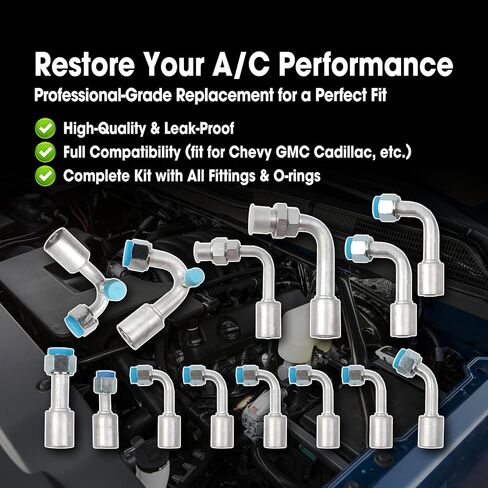 طقم خرطوم AC ملاءمة لسيارات GM Cars Truck ، خراطيم طول تكييف الهواء متوافق مع Buick Chevrolet Cadillac GMC Wuling Hose and Connector Set ، مع تركيبات وحلقات O in Saudi Arabia