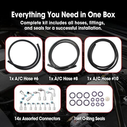 طقم خرطوم AC ملاءمة لسيارات GM Cars Truck ، خراطيم طول تكييف الهواء متوافق مع Buick Chevrolet Cadillac GMC Wuling Hose and Connector Set ، مع تركيبات وحلقات O in Saudi Arabia