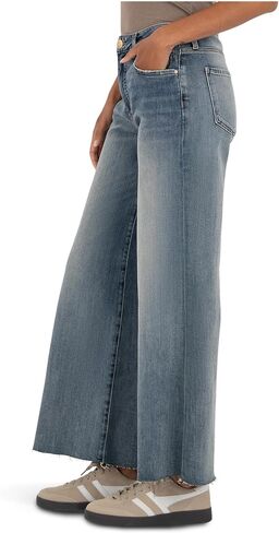 KUT from the Kloth Women's Ryan High Rise Fab Ab Super Wide Leg Raw Hem in Saudi Arabia