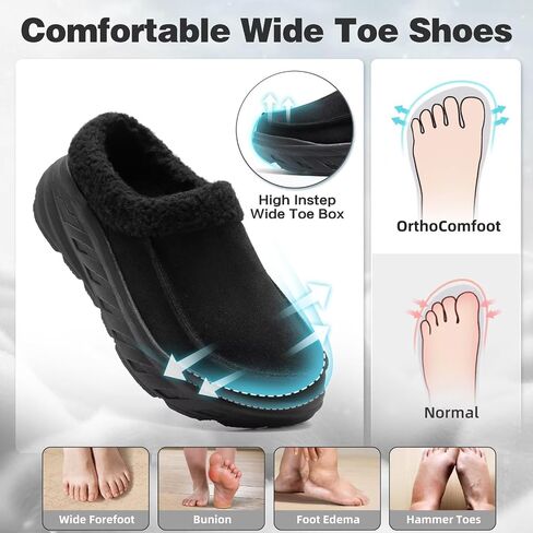 Men's Orthopedic Diabetic Winter Slippers: Wide Tox Box Comfortable Arch Support Plantar Fasciitis Walking House Clogs Shoes, Orthotic Casual Warm Slip On Loafers for Foot and Heel Pain Relief in Saudi Arabia