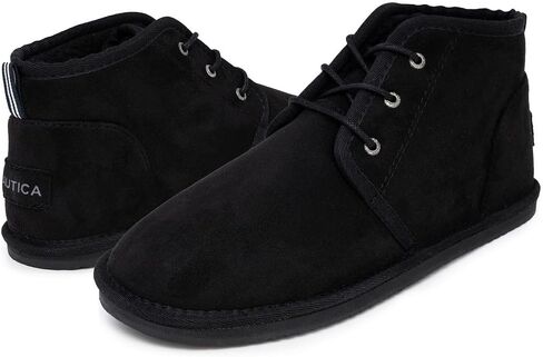 Nautica Men’s Winter Ankle Boots – Sherpa Lined Lace Up Slippers for Cold Weather, Warm Indoor Outdoor House Shoes, Comfortable Cozy Booties in Saudi Arabia