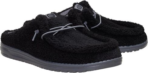 Heydude Wally Slip Sherpa Black Size 11 ، أحذية رجالي ، بغلات زلة ، مريحة وخفيفة الوزن in Saudi Arabia