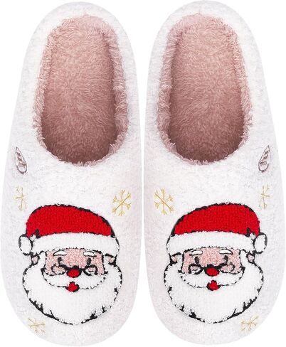 Christmas Slippers for Women Men Reindeer Slippers House Shoes for Women Soft Plush Fuzzy Winter Holiday Slippers Memory Foam Indoor Outdoor Shoes Non-Slip Fluffy Christmas Halloween Gifts in Kuwait