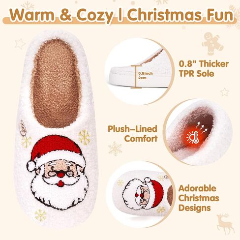 Christmas Slippers for Women Men Reindeer Slippers House Shoes for Women Soft Plush Fuzzy Winter Holiday Slippers Memory Foam Indoor Outdoor Shoes Non-Slip Fluffy Christmas Halloween Gifts in Kuwait