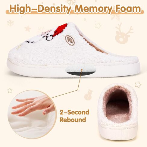 Christmas Slippers for Women Men Reindeer Slippers House Shoes for Women Soft Plush Fuzzy Winter Holiday Slippers Memory Foam Indoor Outdoor Shoes Non-Slip Fluffy Christmas Halloween Gifts in Kuwait