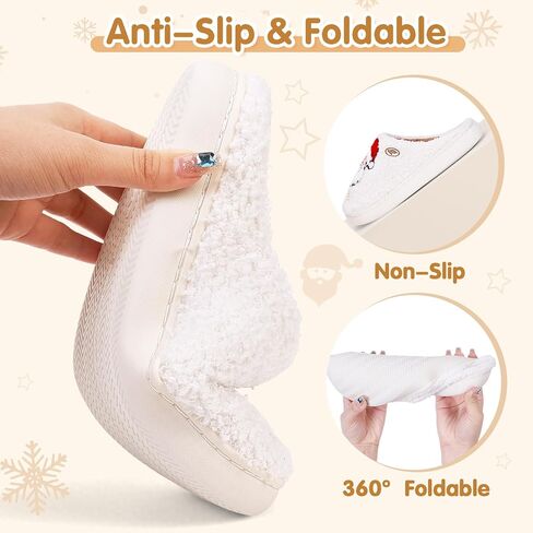 Christmas Slippers for Women Men Reindeer Slippers House Shoes for Women Soft Plush Fuzzy Winter Holiday Slippers Memory Foam Indoor Outdoor Shoes Non-Slip Fluffy Christmas Halloween Gifts in Kuwait