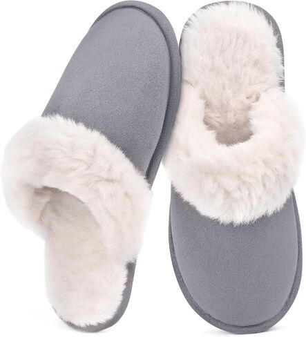Rosoz Womens Fuzzy Slippers- Comfy Warm Winter Slipper for Women with Plush Fleece Lining- Indoor House Slippers Thin Sole in Saudi Arabia