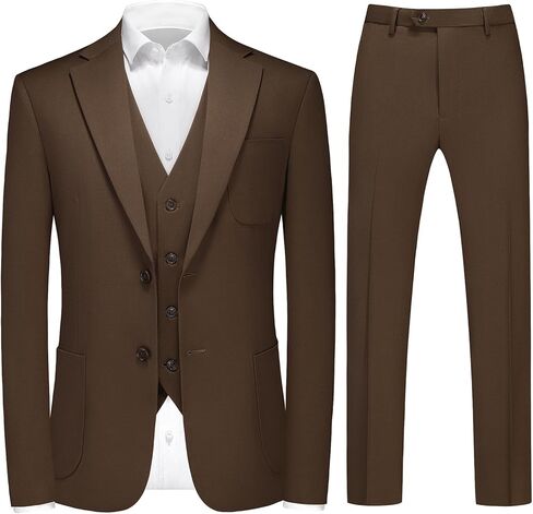 Rogers & Morris Men's 3 Pieces Suit Wool Solid Two Buttons Slim Fit Essential Style Blazer Vest Pants Set in Saudi Arabia