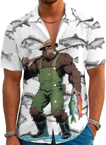 Funny Hawaiian Shirt for Men Novelty Graphic Print Casual Beach Party Vacation Short Sleeve Button Down Shirt Unisex in Kuwait