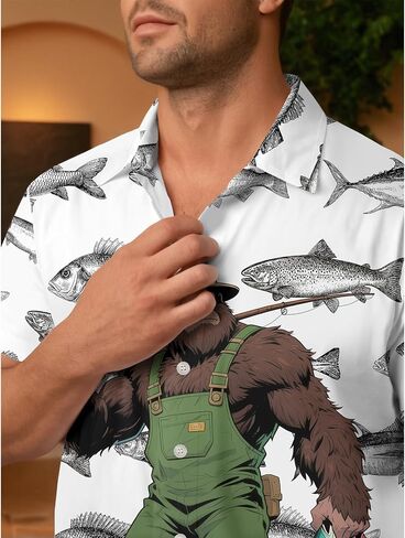 Funny Hawaiian Shirt for Men Novelty Graphic Print Casual Beach Party Vacation Short Sleeve Button Down Shirt Unisex in Kuwait