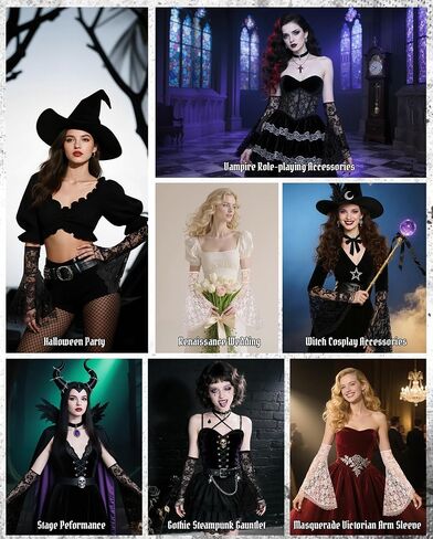 Zando Gothic Lace Arm Sleeves Long Witch Gloves for Women - Bell Fingerless Victorian Gloves Halloween Vampire Accessories in Saudi Arabia