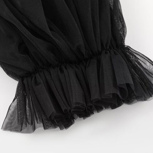 Women's Long Detachable Puffy Sheer Sleeves Fingerless Ruffle Tulle Mesh Gloves for Wedding Opera Party in Saudi Arabia