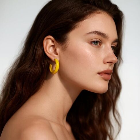 Chunky Clip on Hoop Earrings for Women, Detachable Statement Non Pierced Clips Vintage Retro Party Halloween Costumes Jewelry Gifts in Saudi Arabia