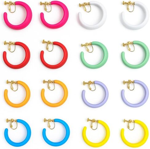 Chunky Clip on Hoop Earrings for Women, Detachable Statement Non Pierced Clips Vintage Retro Party Halloween Costumes Jewelry Gifts in Saudi Arabia